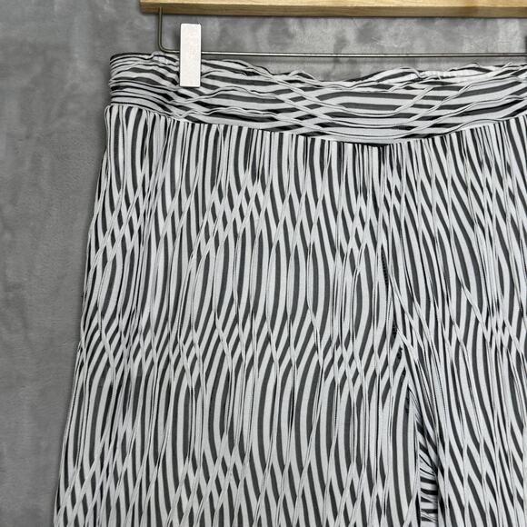 IC by Connie K Pants Womens Large Black White Wide Leg Pleated Pattern Artsy - Picture 3 of 11